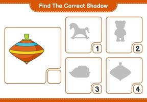 Find the correct shadow. Find and match the correct shadow of Whirligig Toy. Educational children game, printable worksheet, vector illustration