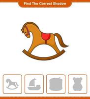 Find the correct shadow. Find and match the correct shadow of Rocking Horse. Educational children game, printable worksheet, vector illustration