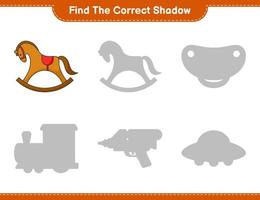 Find the correct shadow. Find and match the correct shadow of Rocking Horse. Educational children game, printable worksheet, vector illustration