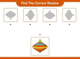 Find the correct shadow. Find and match the correct shadow of Whirligig Toy. Educational children game, printable worksheet, vector illustration