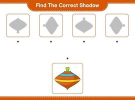 Find the correct shadow. Find and match the correct shadow of Whirligig Toy. Educational children game, printable worksheet, vector illustration