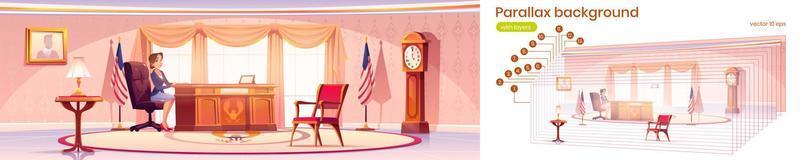 Parallax background with president in Oval office vector