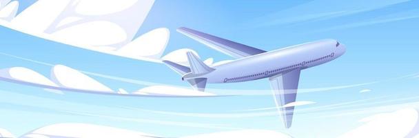Plane fly in blue sky with clouds vector