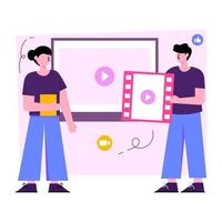 Conceptual flat design illustration of video clip post vector