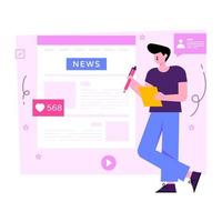 Unique design illustration of news writing vector