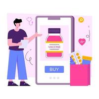 ilustración de diseño moderno de comprar medicamentos en línea vector