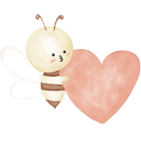 Cute bee watercolor illustration png