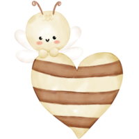 Cute bee watercolor illustration png