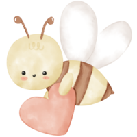 Cute bee watercolor illustration png