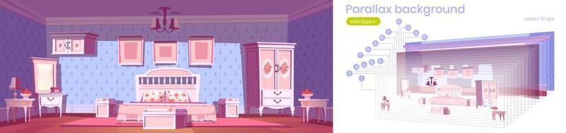 Parallax background with in shabby chic bedroom vector