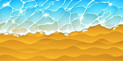 Summer sandy beach and sea waves top view vector