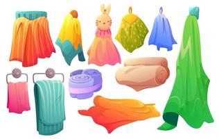Set of towels bath and kitchen textile washcloth vector
