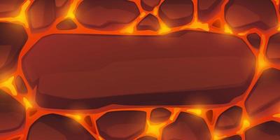 fondo de lava líquida caliente con piedras vector