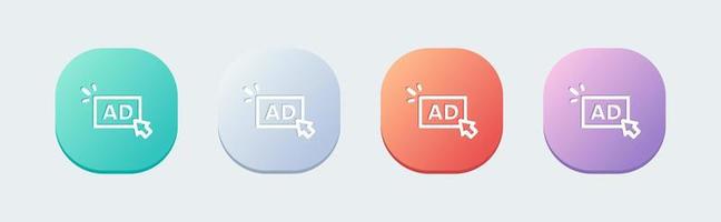 Ad line icon in flat design style. Advertisement signs vector illustration.