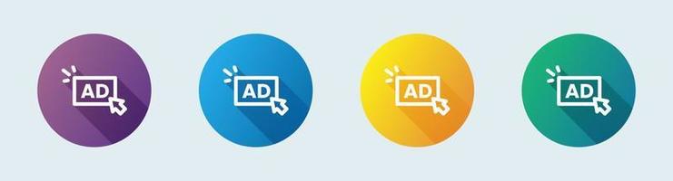 Ad line icon in flat design style. Advertisement signs vector illustration.