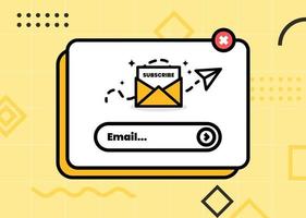 Newsletter marketing illustration in old school nostalgic design style. User interface element. vector