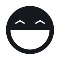 Laughing emoticon with open mouth icon vector