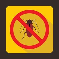 No cockroach sign icon, flat style vector