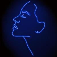 Neon silhouette of a girl. Vector illustration.