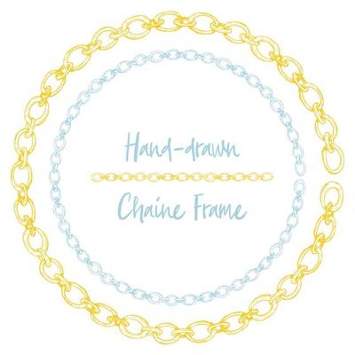 Hand-drawn chain frame in vintage engraving art style isolated on white background. For decoration design, border, web banner.