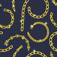 Seamless pattern with retro hand-drawn sketch golden chain on dark background. Drawing engraving texture. Great design for fashion, textile, decorative frame, yacht style card vector