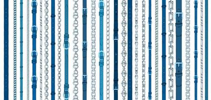 Seamless pattern with retro hand-drawn sketch belts, chain on white background. Drawing engraving illustration Great design for fabric, fashion, textile, decorative frame, yacht style poster vector