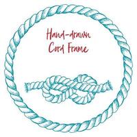 Hand-drawn cord frame in vintage engraving art style isolated on white background. For decoration design, border, web banner vector