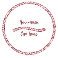 Hand-drawn cord frame in vintage engraving art style isolated on white background. For decoration design, border, web banner vector