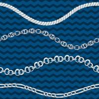 Seamless pattern with retro hand-drawn sketch silver chain on dark background. Drawing engraving texture. Great design for fashion, textile, decorative frame, yacht style card. vector