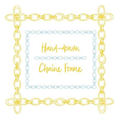 Hand-drawn chain frame in vintage engraving art style isolated on white background. For decoration design, border, web banner.