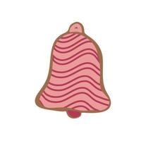 Gingerbread in the shape of a bell. Vector illustration isolated on white background