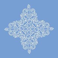 Decorative ornament on a blue background. Snowflake. Vector illustration.