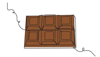 Continuous one line drawing of chocolate bar icon. Linear stylization on a white background vector