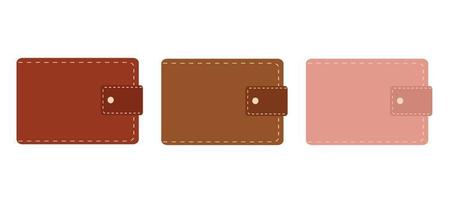 Set of multicolored wallet icons. Leather wallet. Isolated on white background. vector