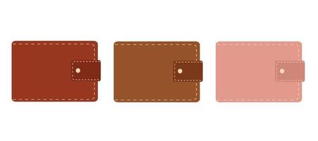 Set of multicolored wallet icons. Leather wallet. Isolated on white background. vector