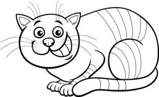 cartoon tabby cat comic animal character coloring page vector