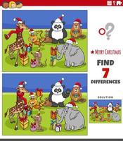 differences activity with animal characters on Christmas time vector