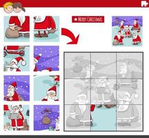 jigsaw puzzle game with Santa Clauses on Christmas time vector