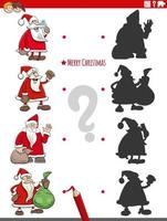 educational shadow game with cartoon Santa Claus vector