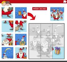 jigsaw puzzle game with Santa Clauses on Christmas time vector