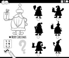 shadows game with cartoon Santa Claus coloring page vector