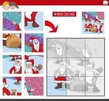 jigsaw puzzle task with Santa Clauses on Christmas time