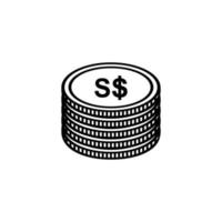 Símbolo de icono de moneda de Singapur. dólar singapurense, signo sgd. ilustración vectorial vector