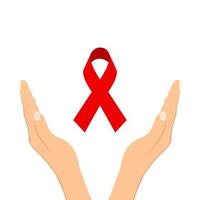 Hands and red ribbon vector