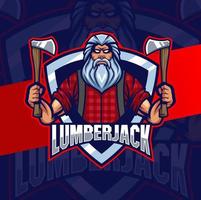 strong lumberjack man character mascot logo designs with axe for man and game logo design vector