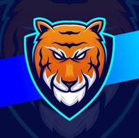 diseño de personajes de esport de mascota de cabeza de tigre para juegos deportivos y diseño de logotipos de animales vector