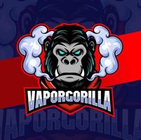 vapor de gorila con logotipo de personaje de mascota de humo esport para tienda y juego de vapor vector