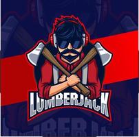 strong lumberjack man character mascot logo designs with axe for man and game logo design vector