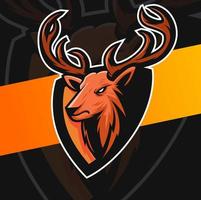 deer hunter mascot character esport logo with shield for gaming and hunting logo concept vector