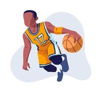 ilustración de dibujo vectorial de un jugador de baloncesto vector